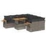 Set sofás jardín y cojines 9 pzas ratán sintético acacia gris de , Conjuntos de jardín - Ref: Foro24-3327581, Precio: 606,84 ...