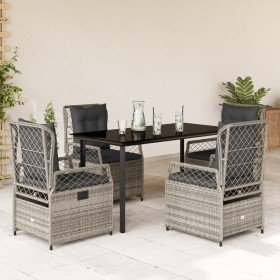 Set comedor de jardín 5 piezas con cojines ratán sintético gris en Conjuntos de jardín | Comprar online en Foru.es