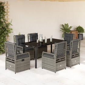 Set comedor jardín 7 pzas y cojines ratán sintético gris en Conjuntos de jardín | Comprar online en Foru.es