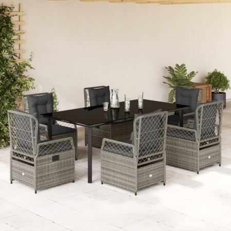 Set comedor jardín 7 pzas y cojines ratán sintético gris en Conjuntos de jardín | Comprar online en Foru.es