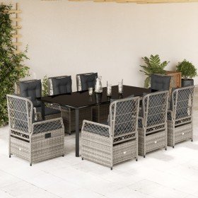 Set comedor jardín 9 pzas y cojines ratán sintético gris en Conjuntos de jardín | Comprar online en Foru.es