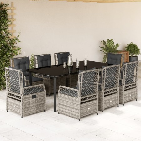 Set comedor jardín 9 pzas y cojines ratán sintético gris en Conjuntos de jardín | Comprar online en Foru.es