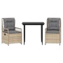 Set comedor de jardín 3 pzas con cojines ratán sintético beige en Conjuntos de jardín | Comprar online en Foru.es