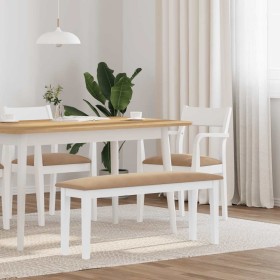 Banco 110 cm madera maciza caucho blanco de , Bancos de comedor y cocina - Ref: Foro24-4102609, Precio: 77,92 €, Descuento: %