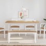 Banco 110 cm madera maciza caucho blanco de , Bancos de comedor y cocina - Ref: Foro24-4102609, Precio: 77,92 €, Descuento: %