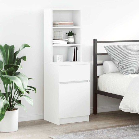 Mesilla de noche de madera de ingeniería blanca 39x35x125 cm de , Mesitas de noche - Ref: Foro24-861310, Precio: 75,38 €, Des...