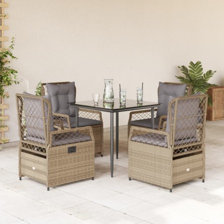 Set comedor de jardín 5 pzas con cojines ratán sintético beige en Conjuntos de jardín | Comprar online en Foru.es