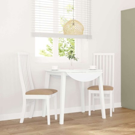 Sillas de comedor con cojines 2uds madera maciza blanco caucho de , Sillas de comedor - Ref: Foro24-4102460, Precio: 145,65 €...