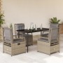 Set comedor de jardín 5 pzas con cojines ratán sintético beige en Conjuntos de jardín | Comprar online en Foru.es