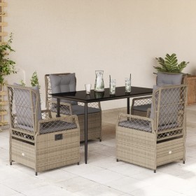 Set comedor de jardín 5 pzas con cojines ratán sintético beige en Conjuntos de jardín | Comprar online en Foru.es