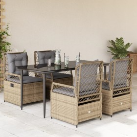 Set comedor de jardín 5 pzas con cojines ratán sintético beige en Conjuntos de jardín | Comprar online en Foru.es