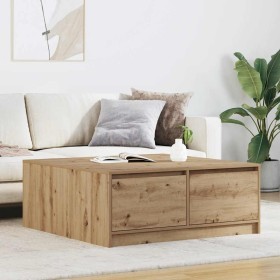 Mesa de centro con cajones roble artesanal 100x100x40 cm de , Mesas de centro - Ref: Foro24-3328407, Precio: 169,74 €, Descue...