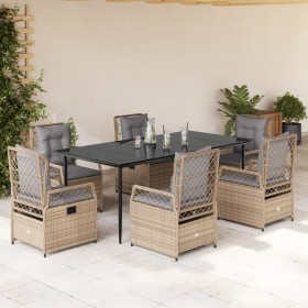 Set comedor de jardín 7 pzas con cojines ratán sintético beige en Conjuntos de jardín | Comprar online en Foru.es