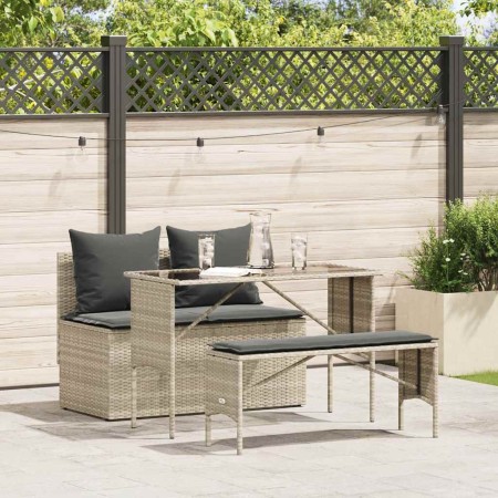 Set comedor de jardín 3 pzas cojines ratán sintético gris claro de , Conjuntos de jardín - Ref: Foro24-4104186, Precio: 274,2...