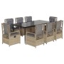 Set comedor de jardín 9 pzas con cojines ratán sintético beige en Conjuntos de jardín | Comprar online en Foru.es