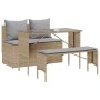 Set comedor de jardín 3 pzas con cojines ratán sintético beige de , Conjuntos de jardín - Ref: Foro24-4104184, Precio: 274,21...