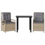 Set comedor de jardín 3 pzas con cojines ratán sintético beige en Conjuntos de jardín | Comprar online en Foru.es