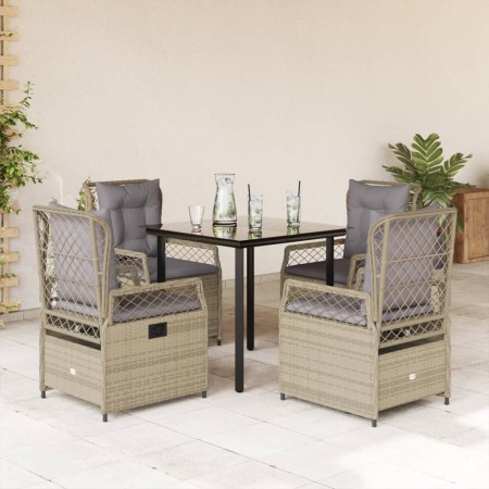 Set comedor de jardín 5 pzas con cojines ratán sintético beige en Conjuntos de jardín | Comprar online en Foru.es
