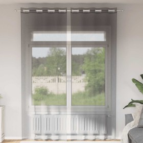 Cortinas de gasa con ojales 2 uds gris oscuro 140x260 cm de , Cortinas y visillos - Ref: Foro24-4102081, Precio: 15,54 €, Des...