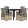 Set comedor de jardín 5 pzas con cojines ratán sintético beige en Conjuntos de jardín | Comprar online en Foru.es