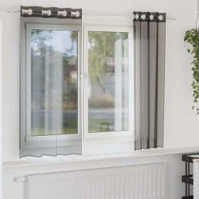 Cortinas de gasa con ojales 2 uds negro140x175 cm de , Cortinas y visillos - Ref: Foro24-4102060, Precio: 14,11 €, Descuento: %
