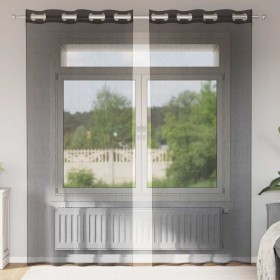 Cortinas de gasa con ojales 2 uds negro140x245 cm de , Cortinas y visillos - Ref: Foro24-4102062, Precio: 15,52 €, Descuento: %