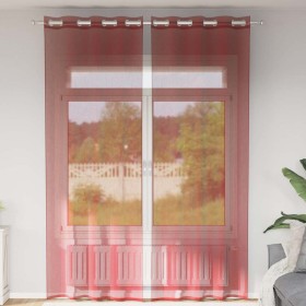 Cortinas de gasa con ojales 2 uds rojo vino de , Cortinas y visillos - Ref: Foro24-4102159, Precio: 15,29 €, Descuento: %