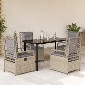 Set comedor de jardín 5 pzas con cojines ratán sintético beige en Conjuntos de jardín | Comprar online en Foru.es