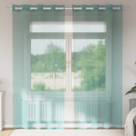 Cortinas de gasa con ojales 2 uds turquesa de , Cortinas y visillos - Ref: Foro24-4102146, Precio: 15,52 €, Descuento: %