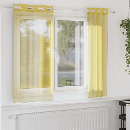 Cortinas de gasa con ojales 2 uds amarillo de , Cortinas y visillos - Ref: Foro24-4102131, Precio: 13,43 €, Descuento: %