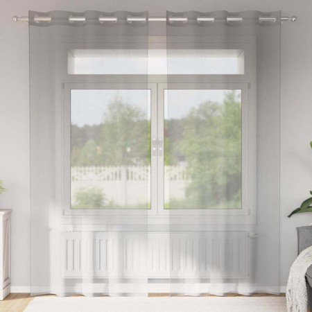 Cortinas de gasa con ojales 2 uds gris claro 140x245 cm de , Cortinas y visillos - Ref: Foro24-4102110, Precio: 15,27 €, Desc...