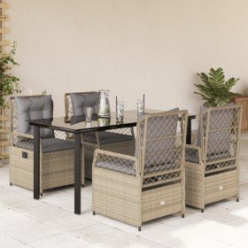 Set comedor de jardín 5 pzas con cojines ratán sintético beige en Conjuntos de jardín | Comprar online en Foru.es