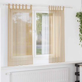 Cortinas de gasa con bolsillos para varillas 2 uds. arena de , Cortinas y visillos - Ref: Foro24-4102216, Precio: 12,79 €, De...