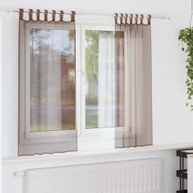 Cortinas de gasa con bolsillos para varillas 2 uds. marrón de , Cortinas y visillos - Ref: Foro24-4102171, Precio: 12,79 €, D...