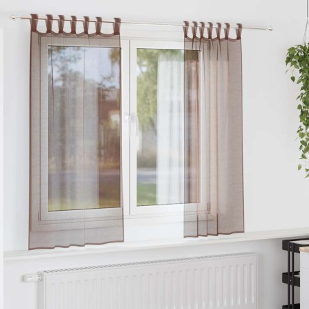 Cortinas de gasa con bolsillos para varillas 2 uds. marrón de , Cortinas y visillos - Ref: Foro24-4102171, Precio: 12,79 €, D...