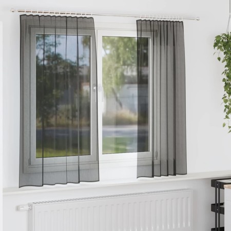 Cortinas de gasa con trabillas 2 uds. negro de , Cortinas y visillos - Ref: Foro24-4102256, Precio: 12,84 €, Descuento: %