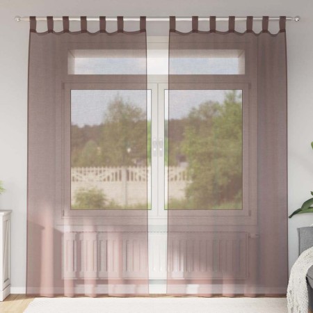 Cortinas de gasa con bolsillos para varillas 2 uds. marrón de , Cortinas y visillos - Ref: Foro24-4102173, Precio: 13,12 €, D...