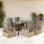 Set comedor de jardín 7 pzas con cojines ratán sintético beige en Conjuntos de jardín | Comprar online en Foru.es