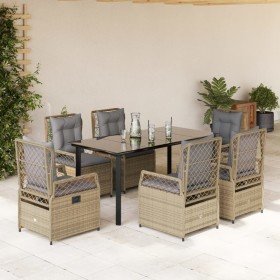 Set comedor de jardín 7 pzas con cojines ratán sintético beige en Conjuntos de jardín | Comprar online en Foru.es