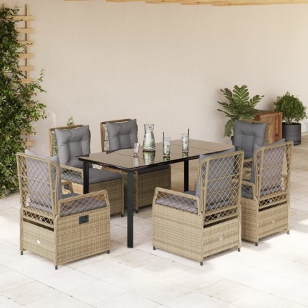 Set comedor de jardín 7 pzas con cojines ratán sintético beige en Conjuntos de jardín | Comprar online en Foru.es