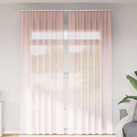 Cortinas de gasa con trabillas 2 uds rosa claro 140x260 cm de , Cortinas y visillos - Ref: Foro24-4102280, Precio: 15,49 €, D...