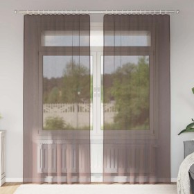 Cortinas de gasa con trabillas 2 uds. marrón de , Cortinas y visillos - Ref: Foro24-4102263, Precio: 14,52 €, Descuento: %