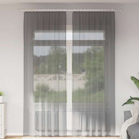 Cortinas de gasa con trabillas 2 uds gris oscuro 140x260 cm de , Cortinas y visillos - Ref: Foro24-4102275, Precio: 15,49 €, ...