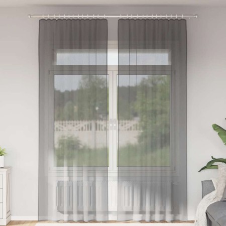 Cortinas de gasa con trabillas 2 uds gris oscuro 140x260 cm de , Cortinas y visillos - Ref: Foro24-4102275, Precio: 15,49 €, ...