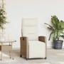Silla de jardín reclinable con mesa auxiliar ratán beige de , Sillas de jardín - Ref: Foro24-4108277, Precio: 203,13 €, Descu...
