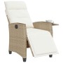 Silla de jardín reclinable con mesa auxiliar ratán beige de , Sillas de jardín - Ref: Foro24-4108277, Precio: 203,13 €, Descu...