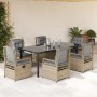 Set comedor de jardín 7 pzas con cojines ratán sintético beige en Conjuntos de jardín | Comprar online en Foru.es