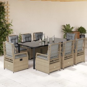 Set comedor de jardín 9 pzas con cojines ratán sintético beige en Conjuntos de jardín | Comprar online en Foru.es
