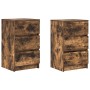Mesillas de noche con 3 cajones 2 uds roble ahumado 39x35x65 cm de , Mesitas de noche - Ref: Foro24-861346, Precio: 104,91 €,...