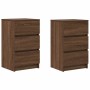 Mesillas de noche con 3 cajones 2 uds roble marrón 39x35x65 cm de , Mesitas de noche - Ref: Foro24-861350, Precio: 107,29 €, ...
